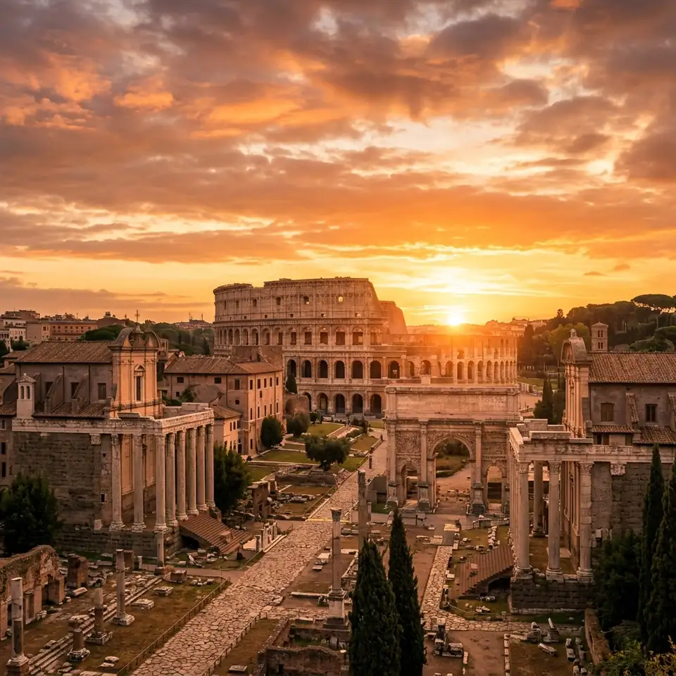 Rome Colosseum at sunrise